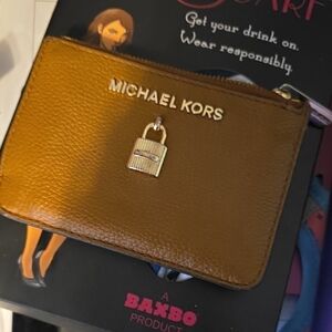 Michael Kors Tan Leather Pouch with Gold Lock